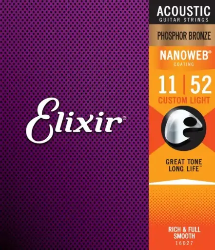 [16027] Cordes Guitare Acoustique Elixir Nanoweb Phosphor Bronze 11-52