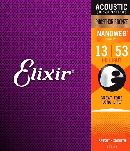 [16182] Cordes Guitare Acoustique Elixir Nanoweb Phosphor Bronze 13-53