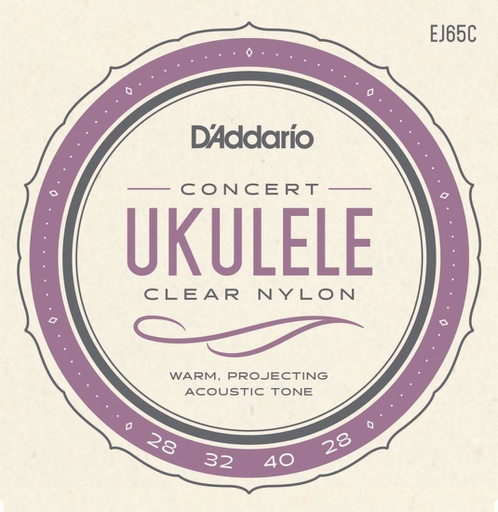 [EJ65C] Cordes Ukulélé Concert D'Addario Clear Nylon 28-28