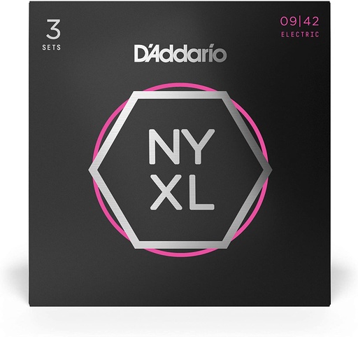 [NYXL0942-3P] Cordes Guitare Électrique D'Addario Paquet de 3 NYXL 09-42