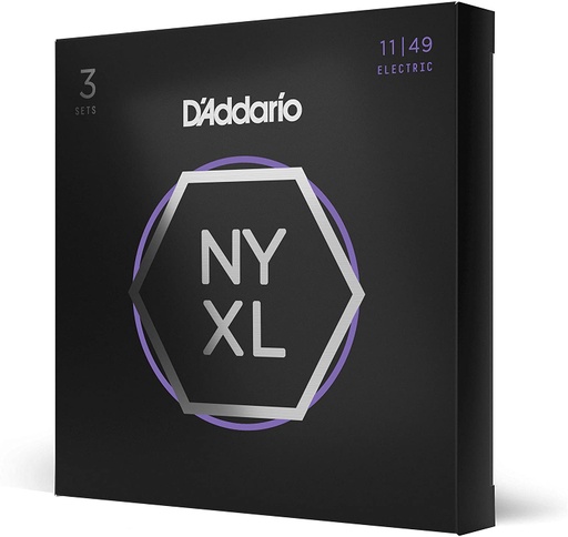 [NYXL1149-3P] Cordes Guitare Électrique D'Addario Paquet de 3 NYXL 11-49