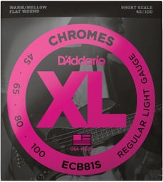 [ECB81S] Cordes Basse Électrique D'Addario XL Chromes Flat Wound Short Scale 45-100