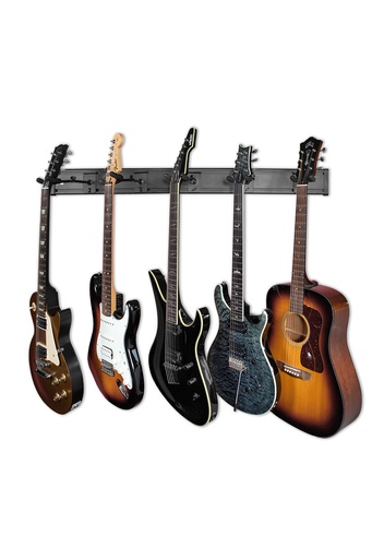 [LVY-SLATSTRIPHNGR5-BLK] Support Guitare Rail Mural Levy's pour 5 Instruments
