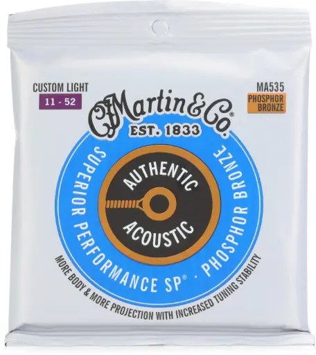 [41Y18MA535] Cordes Guitare Acoustique Martin Authentic Acoustic Phosphor Bronze Custom Light