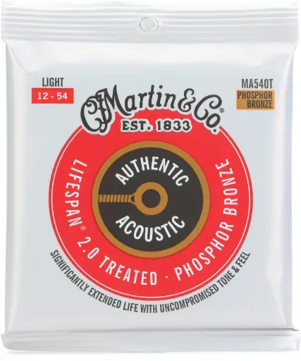 [41Y18MA540T] Cordes Guitare Acoustique Martin Authentic Acoustic Lifespan® 2.0 Phosphor Bronze Light