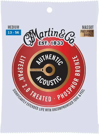 [41Y18MA550T] Cordes Guitare Acoustique Martin Authentic Acoustic Lifespan® 2.0 Phosphor Bronze Medium