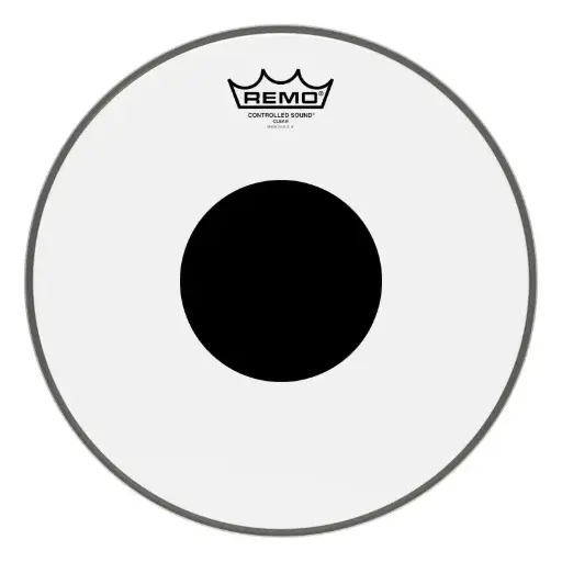 [CS-0312-10] Peau Batterie Remo transparente Control Sound Clear de 12" avec point noir CS-0312-10