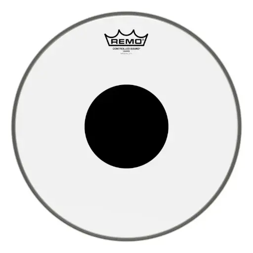 [CS-0313-10] Peau Batterie Remo transparente Control Sound Clear de 13" avec point noir CS-0313-10